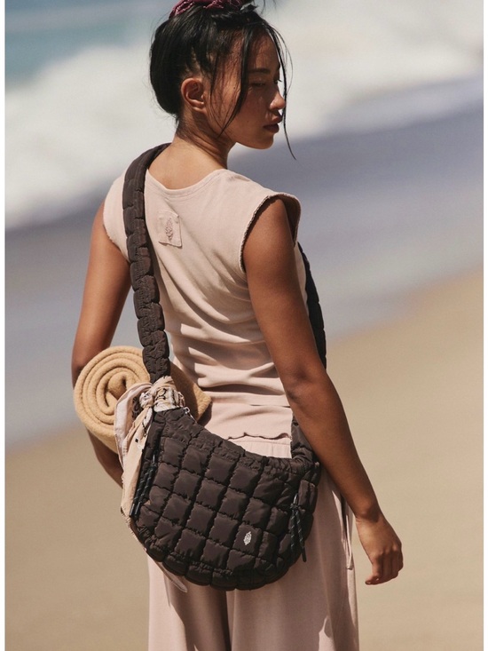 Free People Handbags - Free People Quilted Crossbody Bag - Dark Brown